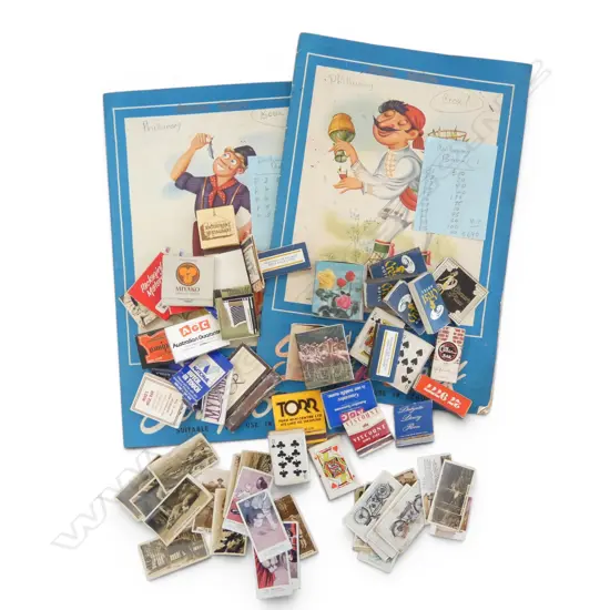 2 SCRAP BOOKS OF VINTAGE MATCHBOX COVERS  2 BAGS MATCH BOXES & SMALL BAG  CIG CARDS