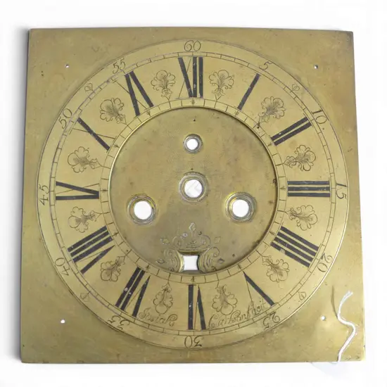 ANTIQUE BRASS GRANDFATHER CLOCK FACE 280MM SQUARE