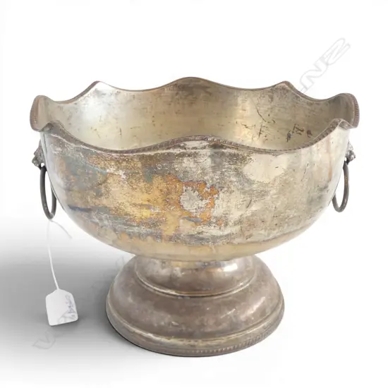 LG SILVER OVER COPPER FOOTED BOWL H.185mm, 250mm dia