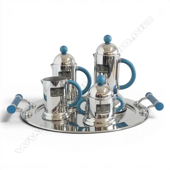 COLLEZIANE PRANDELLI ITALIAN STAINLESS STEEL 5PC COFFEE SET 1980S TO 90S H COFFEE POT 230MM