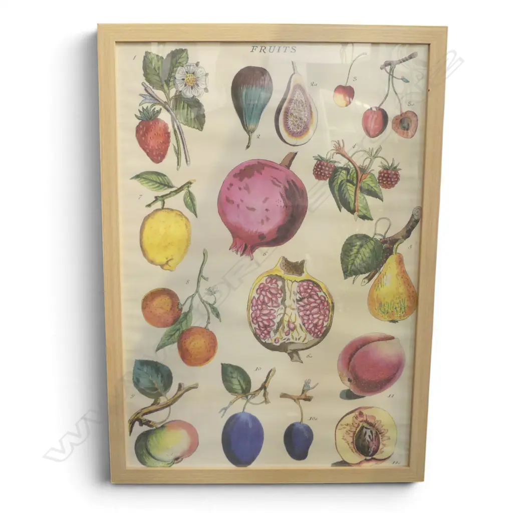 2 X  ART WORK FRENCH PRINT " LES FRUITS" & LANDSCAPE OIL ON CANVAS WITH FLYING DUCKS Image 1++