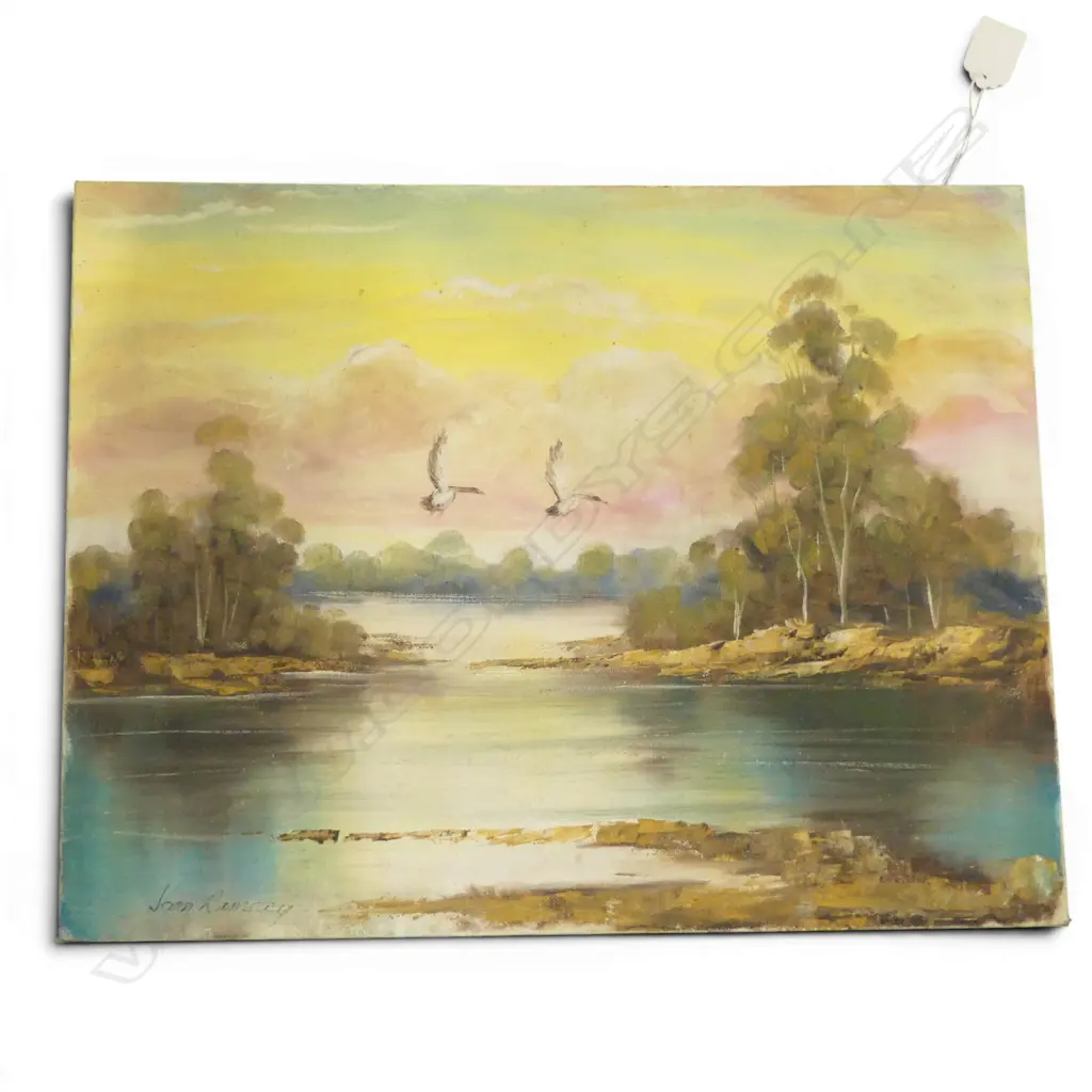 2 X  ART WORK FRENCH PRINT " LES FRUITS" & LANDSCAPE OIL ON CANVAS WITH FLYING DUCKS Image 1++