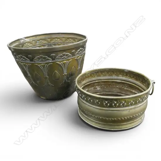 2 BRASS PLANTERS H250 LARGEST