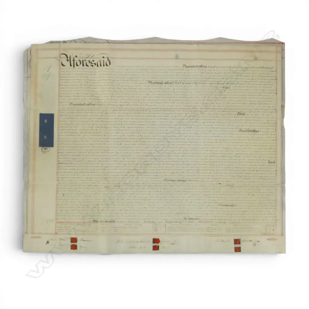 1852 MARRIAGE SETTLEMENT ON PARCHMENT PAPER - EMMA FREDERICA A COURT GRAY / REVEREND CHARLES VERE SPENCER Image 1++