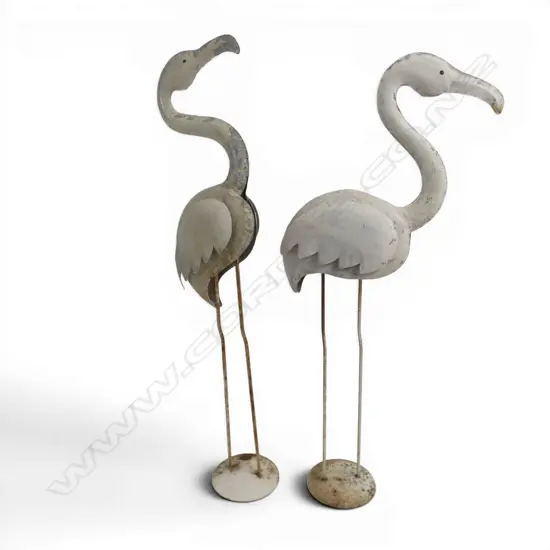 2 1950S METEL GARDEN PINK FLAMINGOS ORIGINAL CONDITION  H91CM