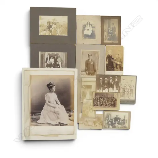 COLLECTION OF LATE 19TH - EARLY 20TH C. PORTRAITS AND PHOTOS OF PEOPLE INCL C. HEMUS STUDIO ETC