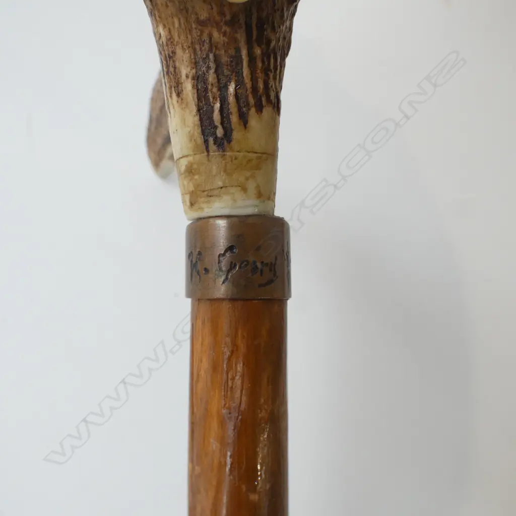 2 VINTAGE WALKINGSTICKS IVORY & DEER ANTLER HANDLES  Image 1++