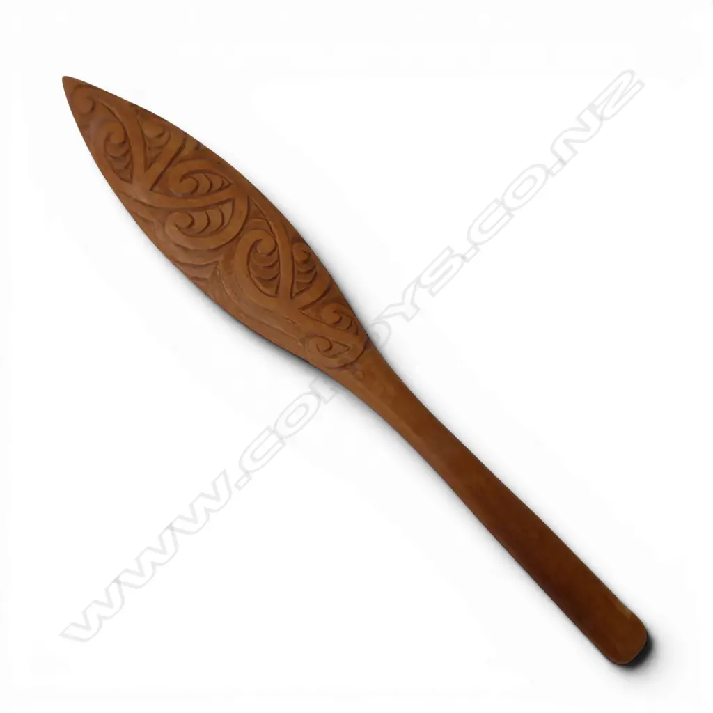 CARVED WOODEN PADDLE, MAORI DESIGN L.555mm Image 1++