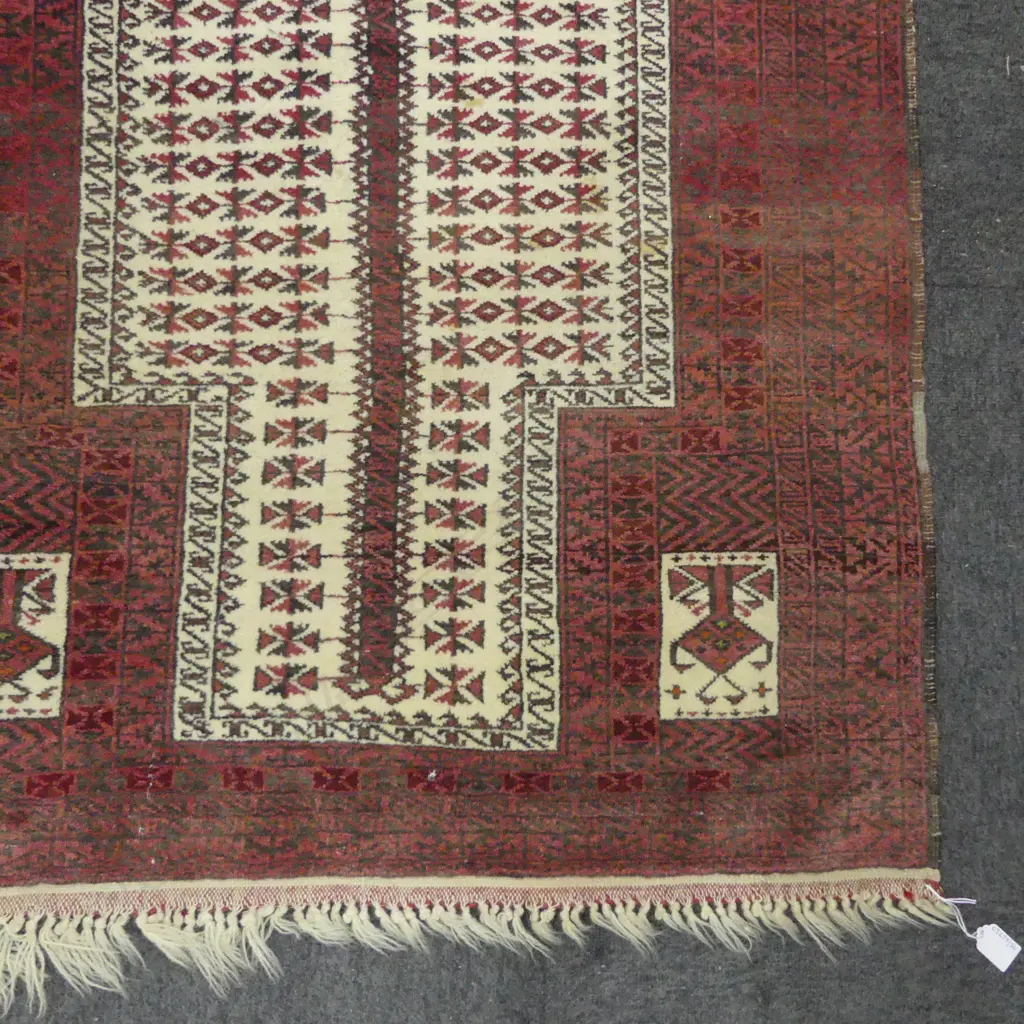 HAND KNOTTED ALL WOOL PRAYER RUG 1430x880mm Image 1++