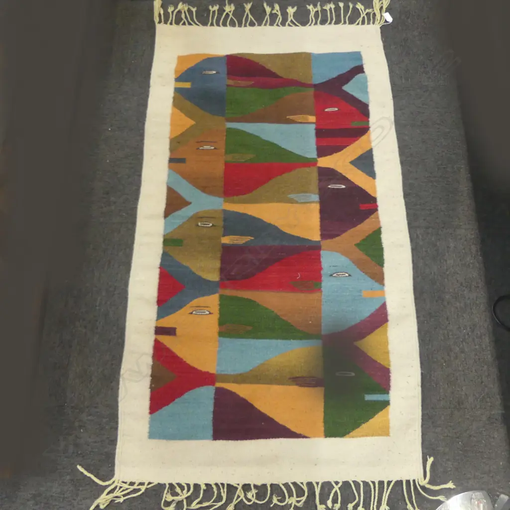 FLAT WEAVE MULTI COLOURED RUG 1380x750mm Image 1++