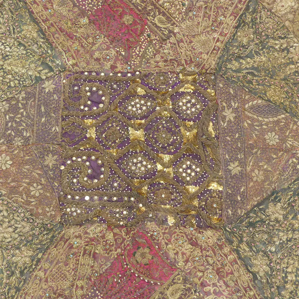 VINTAGE ASIAN EMBROIDERED WALL HANGING, W.1460x950mm Image 1++