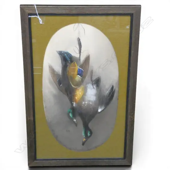 FRAMED STILLIFE PASTEL DEAD DUCKS H390 W200 MONOGRAM MM