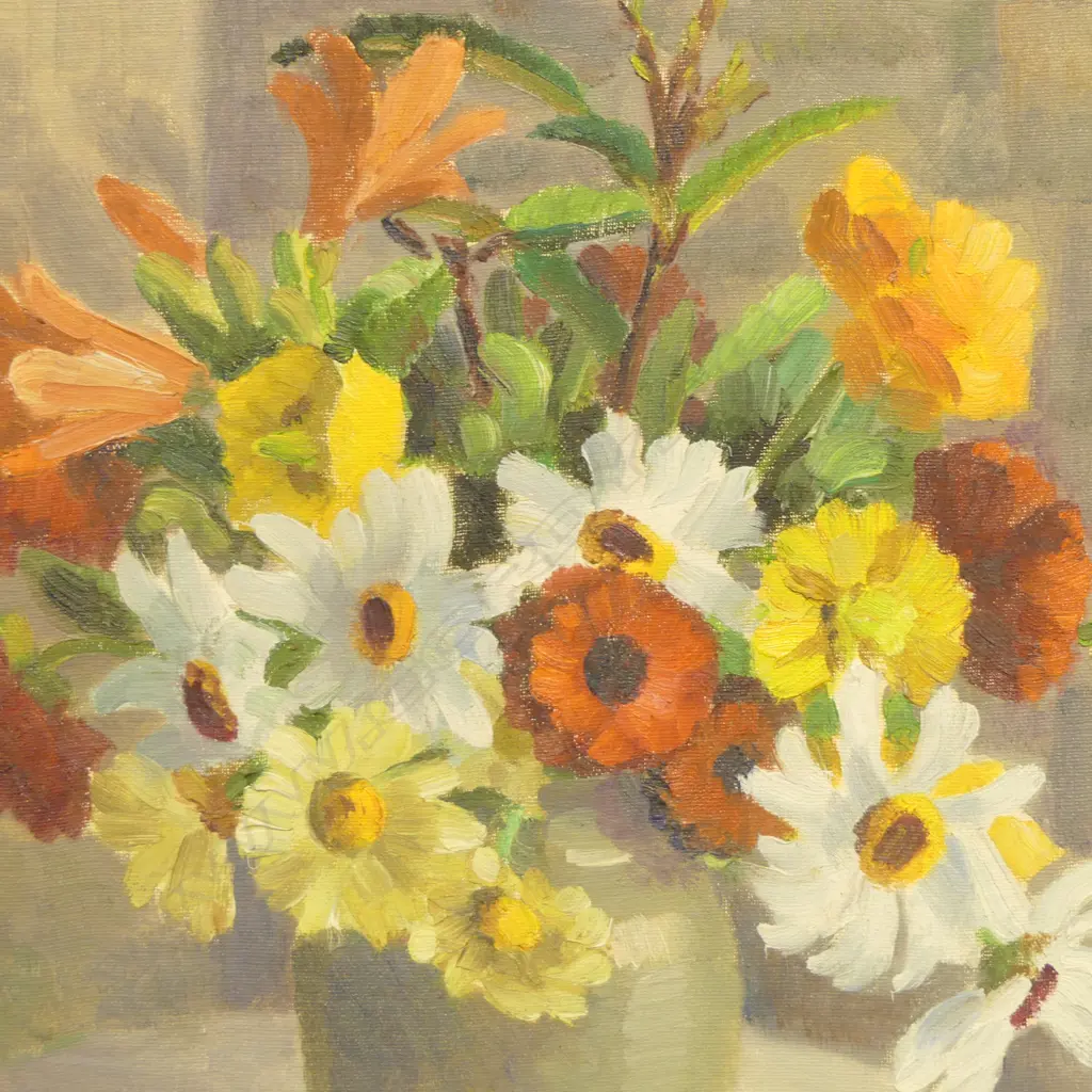 DOROTHY MILNE, 'DAISIES' OIL ON BOARD, SIGNED, 355 X 390mm Image 1++