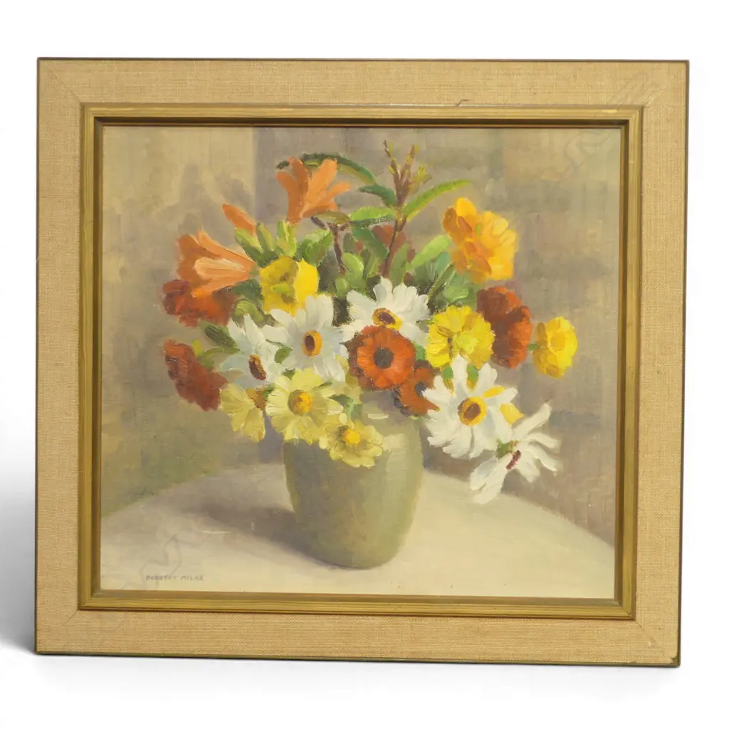 DOROTHY MILNE, 'DAISIES' OIL ON BOARD, SIGNED, 355 X 390mm Image 1++