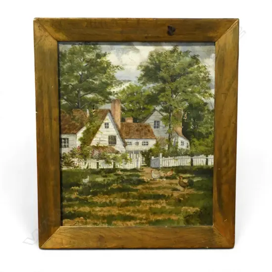 S PULLMAN, COUNTRY HOUSE w. CHICKENS, OIL ON CANVAS, SIGNED & DATED (18) '94 315x265mm PURCHASED FLORIDA