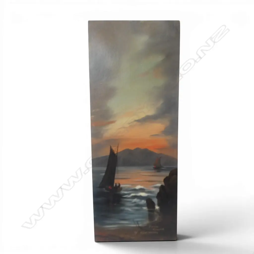 PAUL WREN, 'EVENING, RANGITOTO', OIL ON CARD, UNFRAMED, SIGNED AND TITLED, 640 X 255mm Image 1++