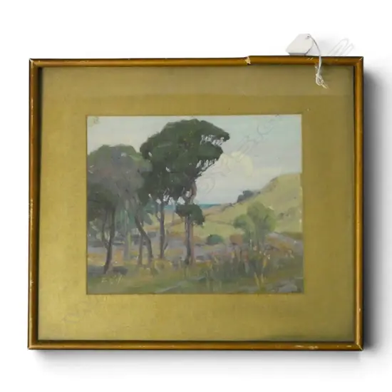 ERNEST GEORGE HOOD (NZ 1883-1919), LANDSCAPE OIL, 225x275mm