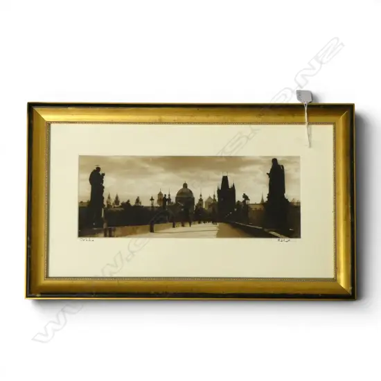 SIGNED PHOTO, CHARLES BRIDGE PRAGUE 120x335mm