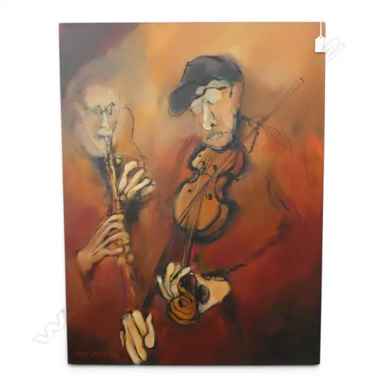 SUE SCHAARE (NZ b.1950) 'JAZZ DUO' ACYRIC ON CANVAS, 2003 805x610mm 