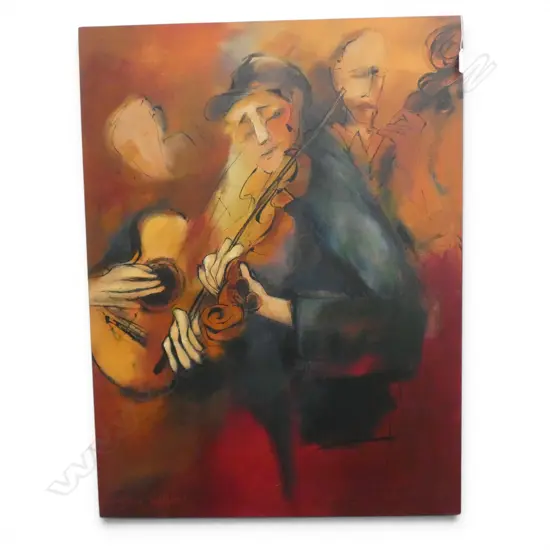 SUE SCHAARE (NZ b.1950) 'THREE'S ENOUGH' ACYRIC ON CANVAS, 2003 805x610mm 