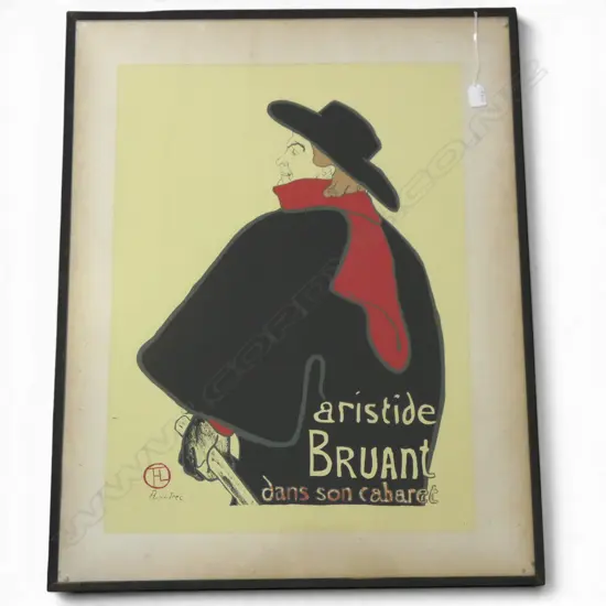HENRI DE TOULOUSE-LAUTREC POSTER PRINT 'ARISTIDE BRUANT' 695x510mm FOXING