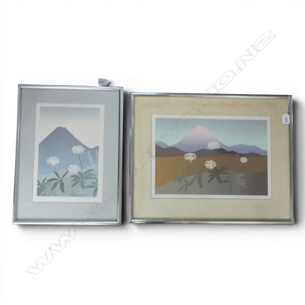 MALCOLM WARR, 'NATIONAL PARK' & MT NGAUROHOE'  SCREENPRINTS (2), 250 X 280mm (Largest) some foxing on each Image 1++