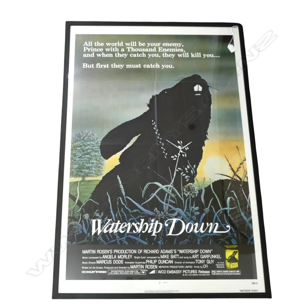 FRAMED 1 sheet MOVIE POSTER WATERSHIP DOWNS USA LITHO 1978 EMBASSY PIC CORP H1030 W680MM FOLD CREASES Image 1++