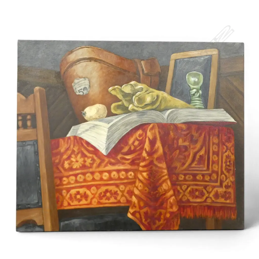 ROGER STAPLES, 'TELEPHONE BOOK, HAT BOX, GLOVE, POTATO...' 1992, OIL ON CANVAS, 770 X 925mm Image 1++