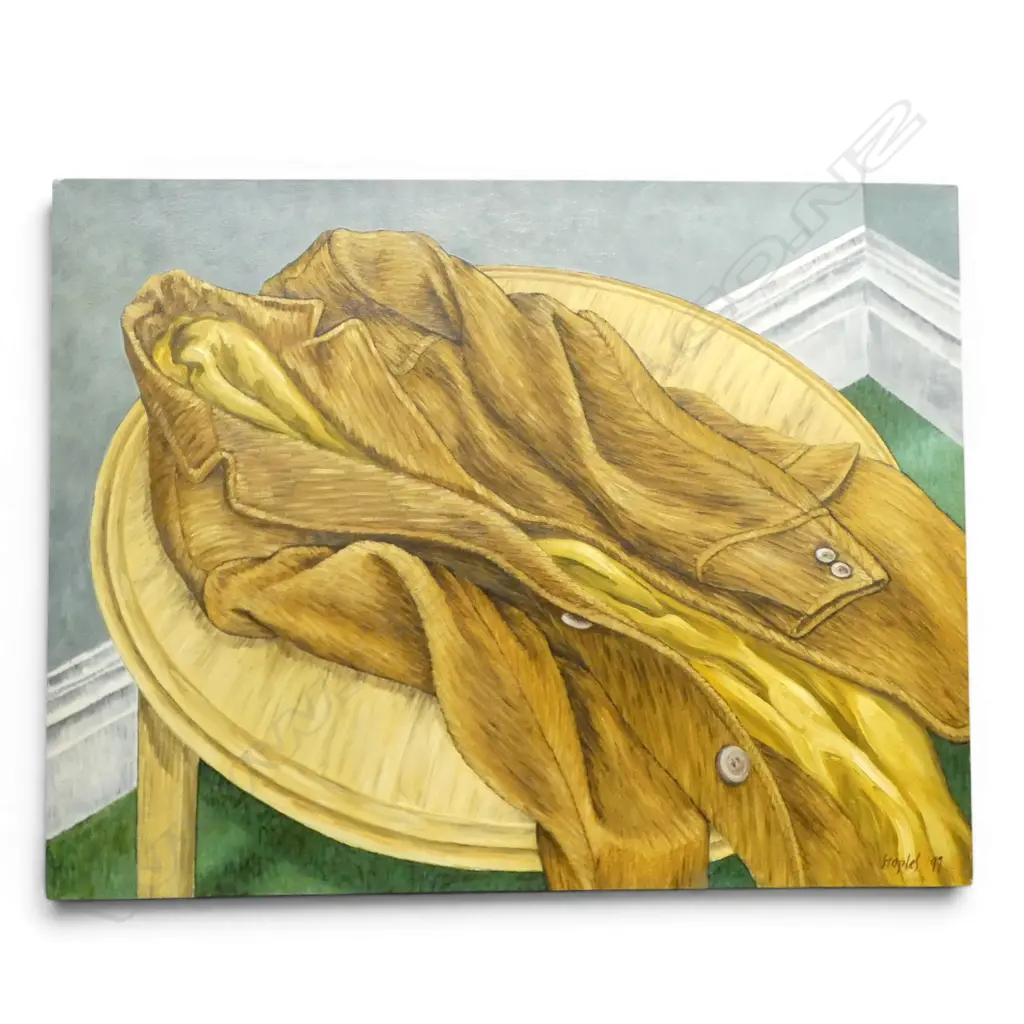 ROGER STAPLES, 'COAT AND TABLE' 1997, OIL ON CANVAS, 730 X 920mm Image 1++