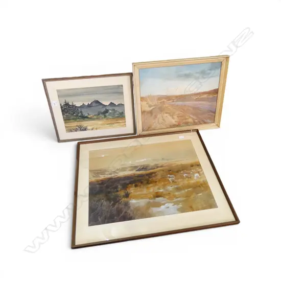 JACK CRIPPEN, LANDSCAPE, W/C 275 X 375mm + TWO WORKS OIL LANDSCAPE AND W/C LANDSCAPE BY ROBERT MCDOWELL 460 X 625mm