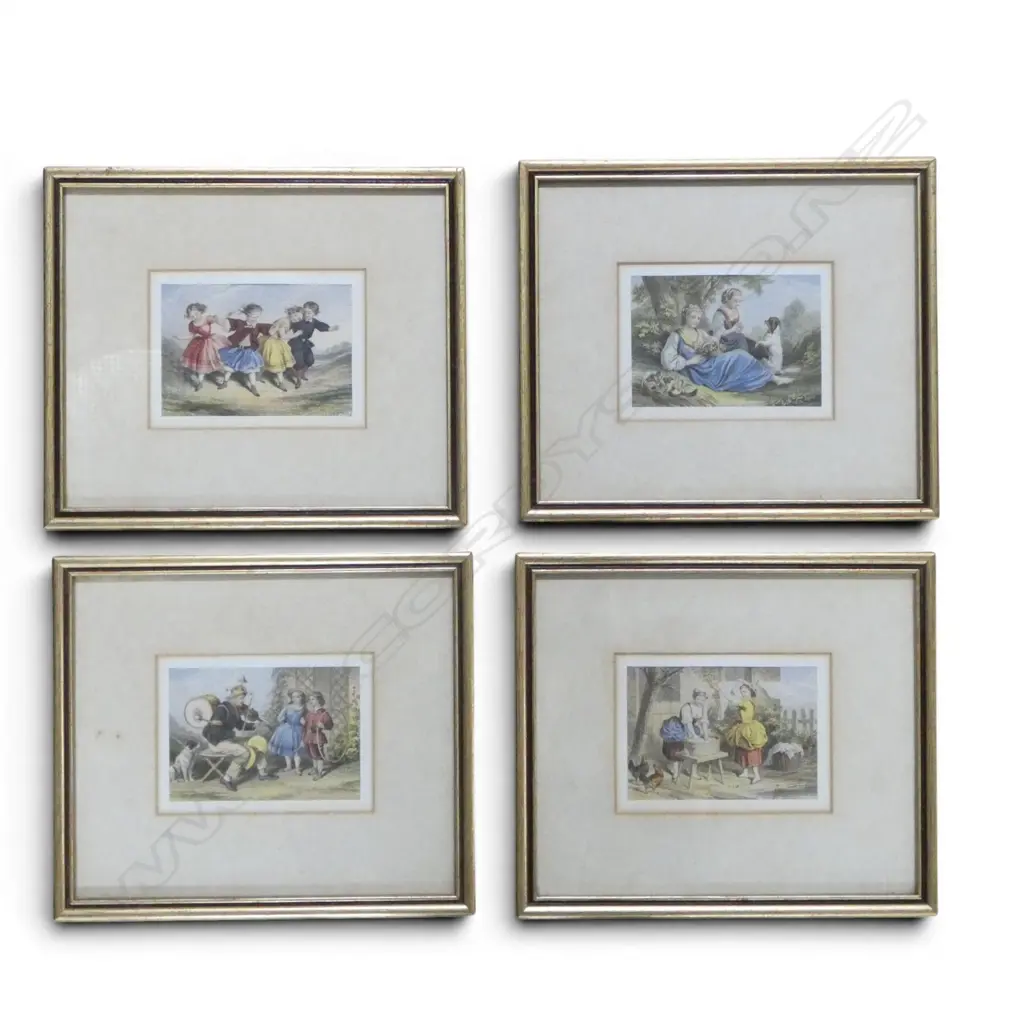 SET 4 19thC KRONHEIM COLOUR PRINTS, 200 x 230mm framed Image 1++