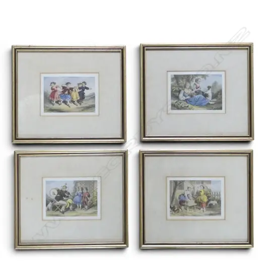 SET 4 19thC KRONHEIM COLOUR PRINTS, 200 x 230mm framed
