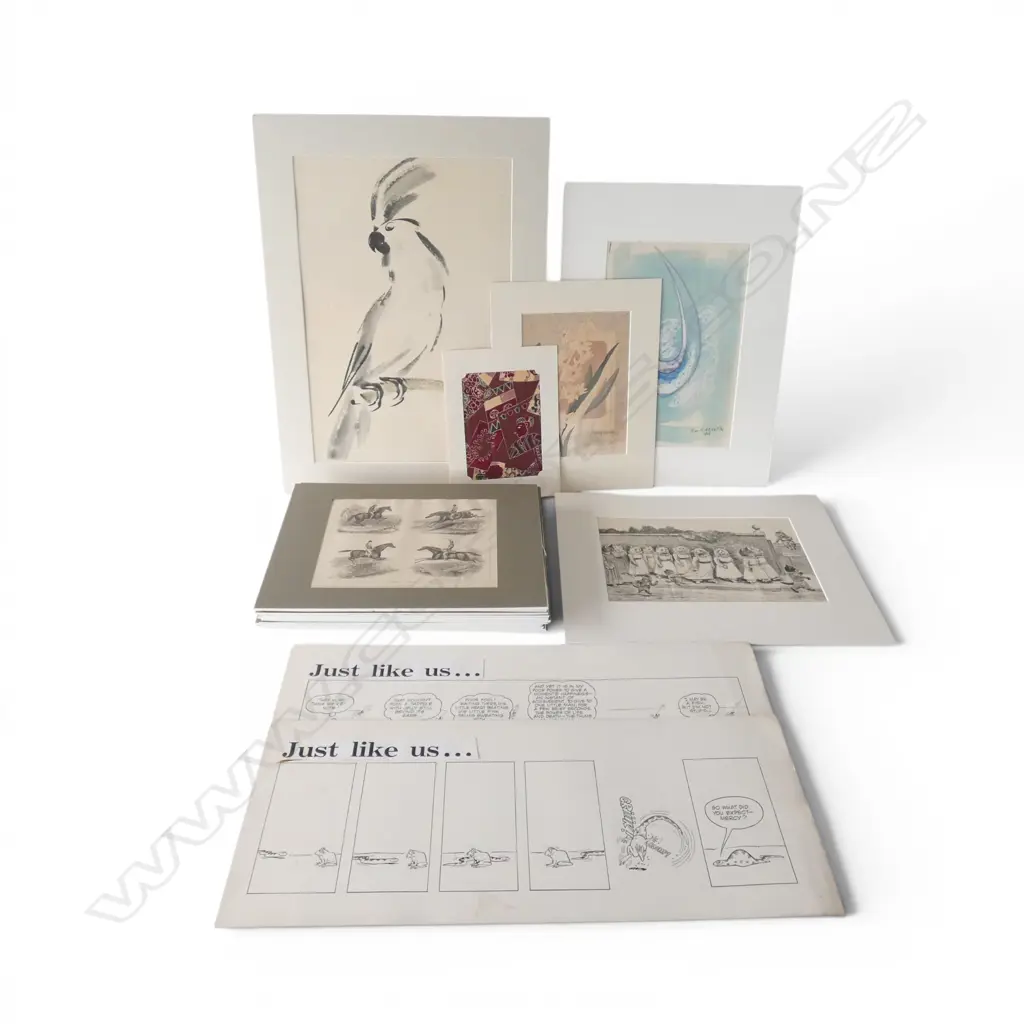 ASST. PRINTS; HORSE THEMED, 2 MURRAY BALL ORIGINAL CARTOONS ETC Image 1++