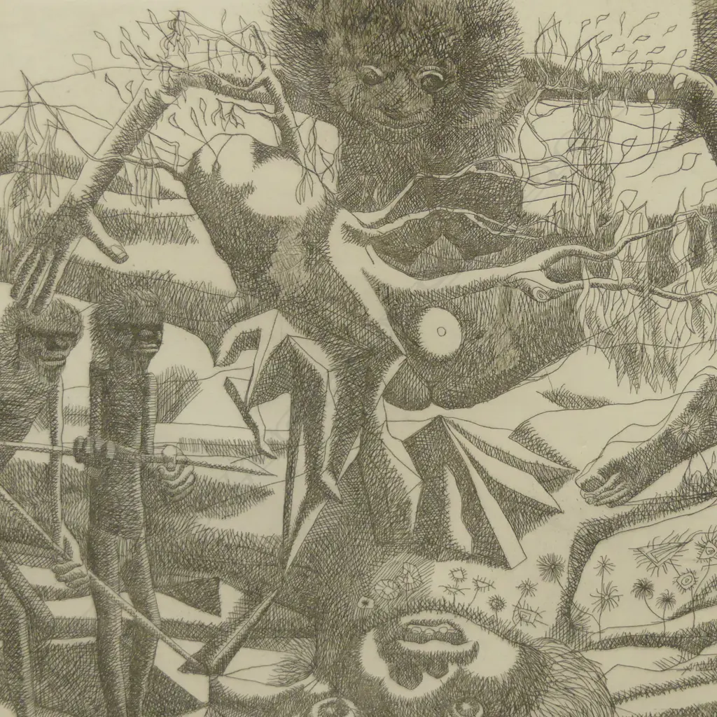 KEITH LOOBY (AUSTRALIAN b.1940) 'FIRST MOON' ETCHING, SIGNED & DATED '78 25/50 480x630mm Image 1++