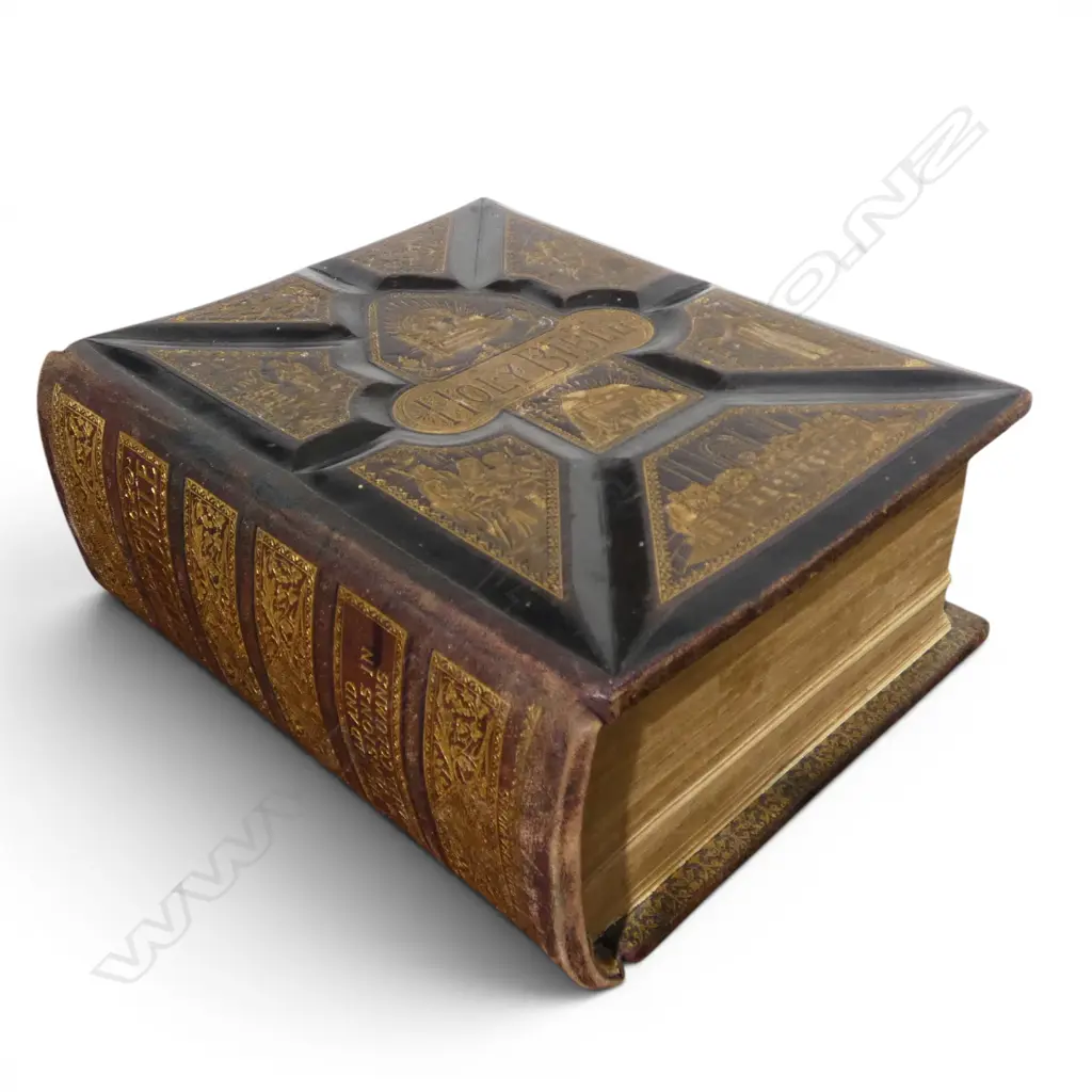 19thC 'PRONOUNCING PARALLEL' BIBLE H.320mm Image 1++