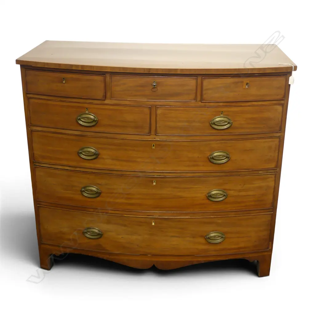 ANTIQUE BOW FRONT CHEST OF DRAWERS 1170x595x1045mm Image 1++