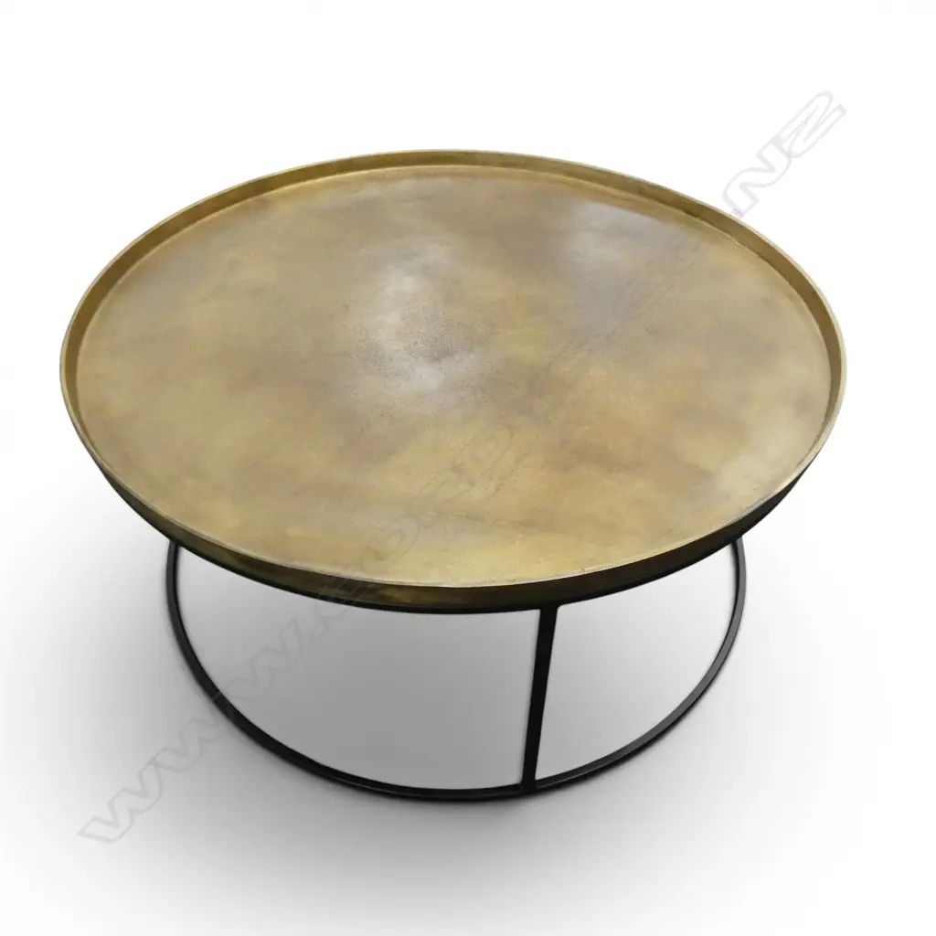 MODERN COFFEE TABLE; GOLD METAL TOP H.410mm, 880mm dia Image 1++