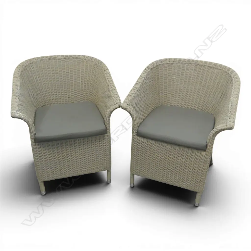 PR WOVEN RATTAN LOOK OUTDOOR ARMCHAIRS Image 1++