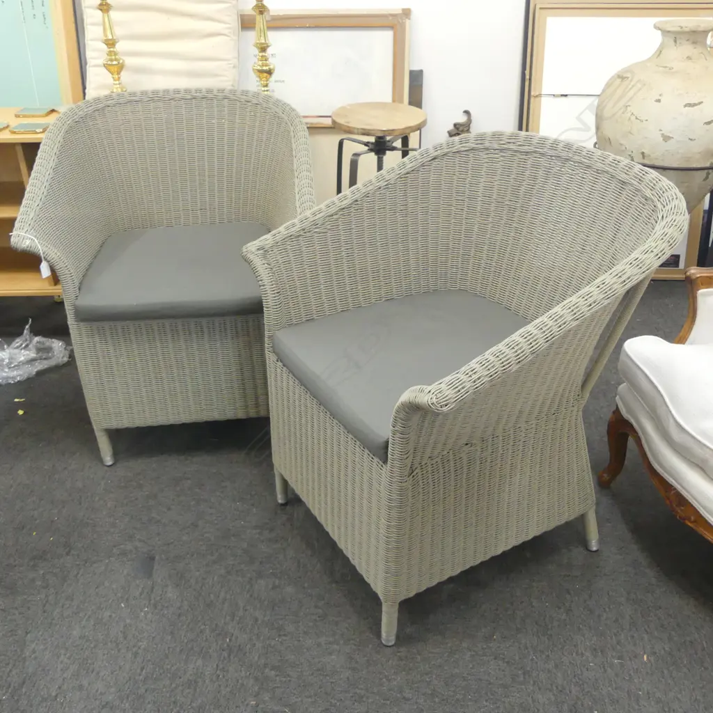 PR WOVEN RATTAN LOOK OUTDOOR ARMCHAIRS Image 1++