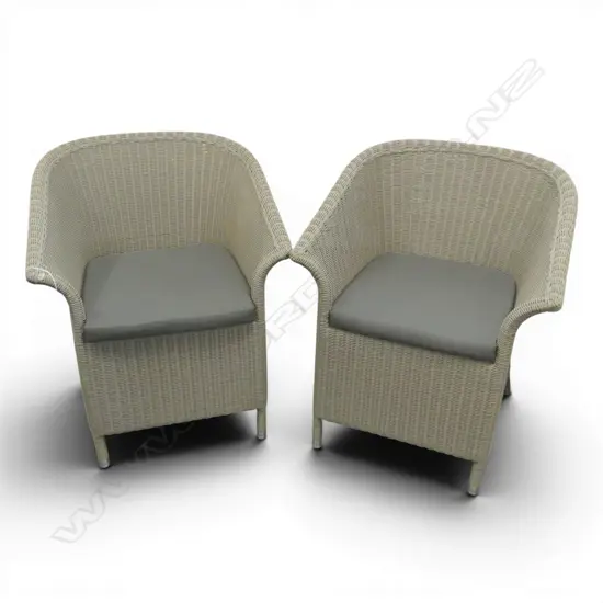 PR WOVEN RATTAN LOOK OUTDOOR ARMCHAIRS