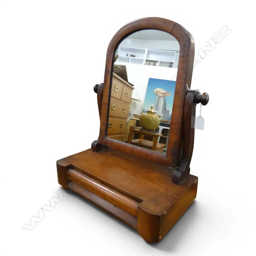 VICTORIAN MAHOGANY DRESSING TABLE MIRROR WITH DRAWER H540 W400MM Image 1++