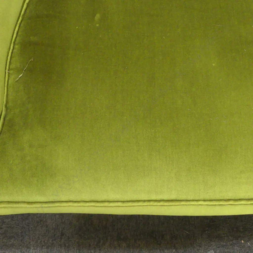 GREEN VELVET 2 SEATER SOFA + STOOL Image 1++