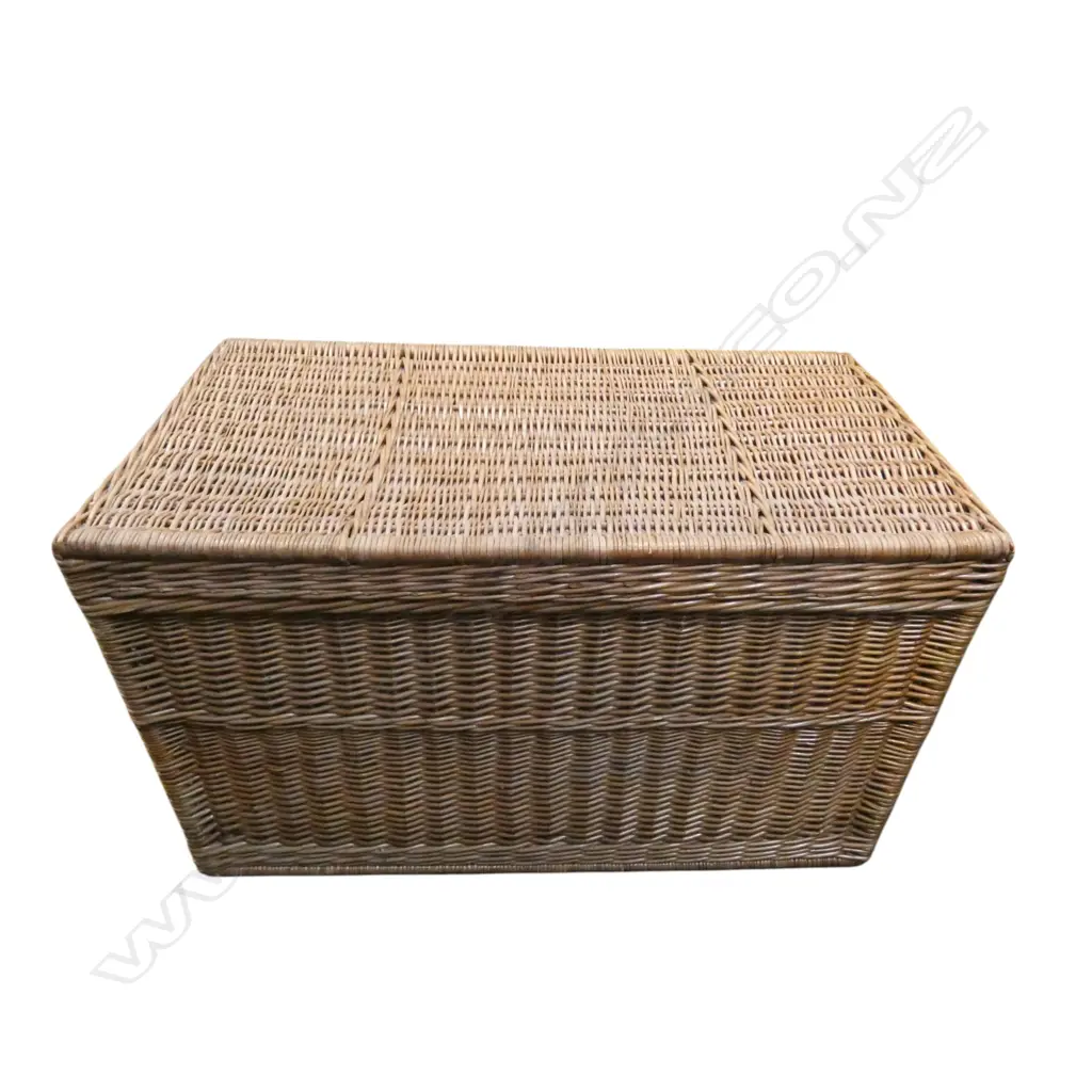 WOVEN CANE BLANKET BOX, FABRIC LINED 910x540x510mm Image 1++