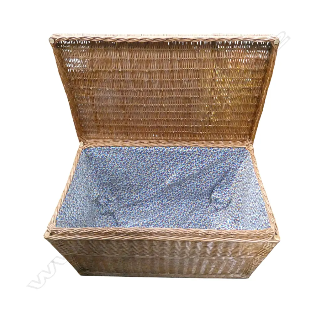 WOVEN CANE BLANKET BOX, FABRIC LINED 910x540x510mm Image 1++