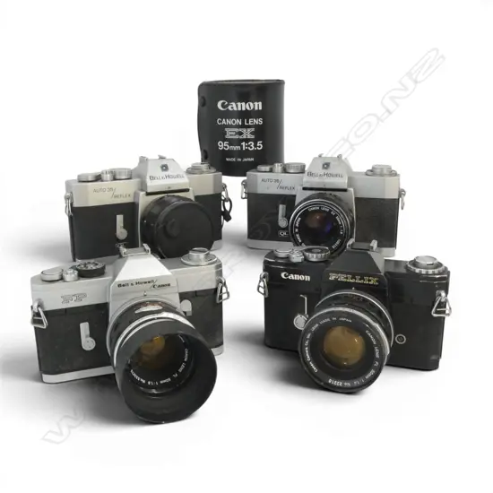 4 VINTAGE 35MM CAMERAS  MAKERS BELL & HOWELL ETC