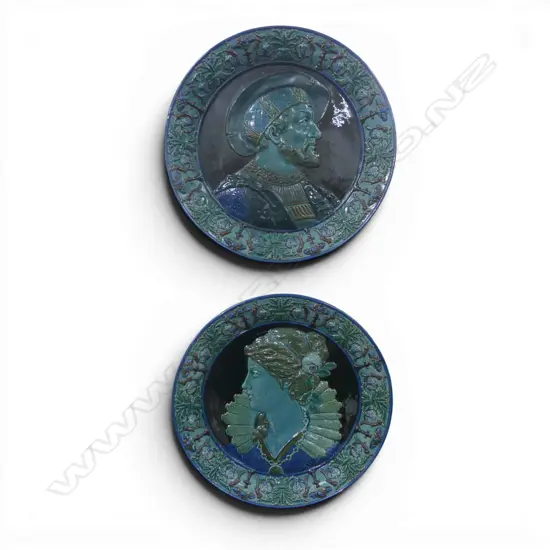 PR MAJOLICA CONTINENTAL FIGURAL PLAQUES ALL FAULTS DIA350MM
