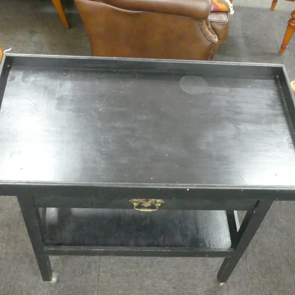 BLACK PAINTED TEA TROLLEY 870x470x770mm Image 1++