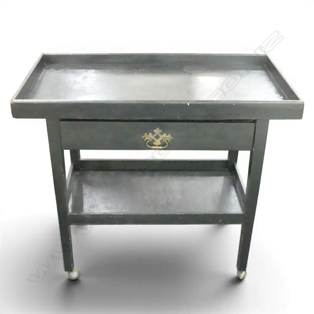 BLACK PAINTED TEA TROLLEY 870x470x770mm Image 1++