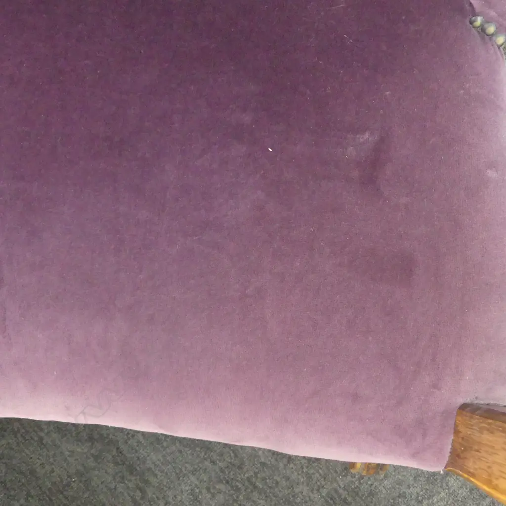 OAK X-FRAME CHAIR, PURPLE VELVET UPHOLSTERY Image 1++