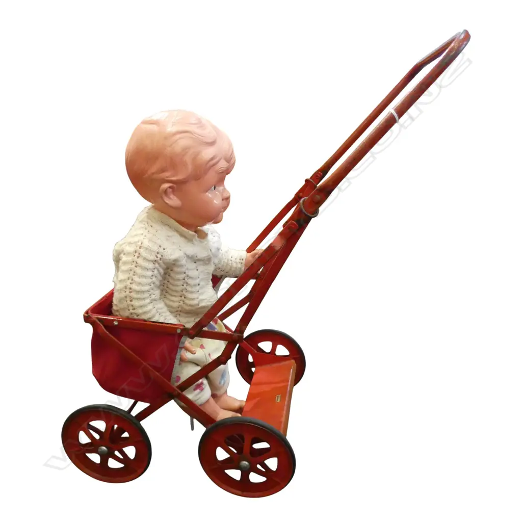 TRI-ANG PRAM & CELLULOID DOLL Image 1++